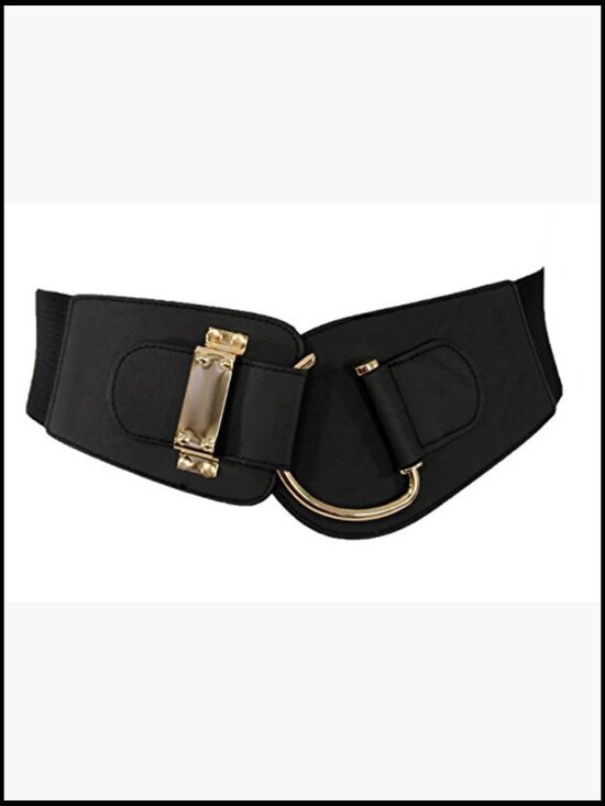 Wide Faux Leather Belt with Gold Metal Hook Buckle - Adjustable XS-XL main image 6